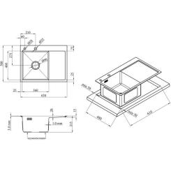 Мойка кухонная Kroner Geburstet-6350LHM Фото 8