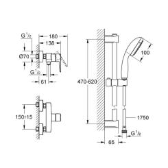 Душевой гарнитур Grohe QuickFix Start Black Фото 6