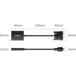 Переходник Ugreen VGA M to HDMI F CM513 black Фото 1