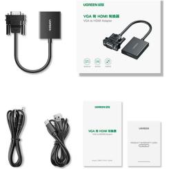 Переходник Ugreen VGA M to HDMI F CM513 black Фото 2
