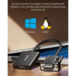 Переходник Ugreen VGA M to HDMI F CM513 black Фото 5
