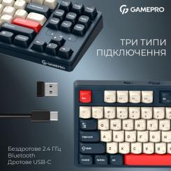 Клавиатура GamePro Asgard Ragnar Wireless/Bluetooth/USB UA Blue Фото 4