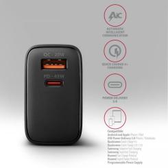 Зарядное устройство AXAGON 1xUSB QC4.0 + 1xUSB-C PD45W PPS black Фото 4