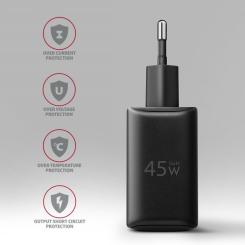 Зарядное устройство AXAGON 1xUSB QC4.0 + 1xUSB-C PD45W PPS black Фото 5