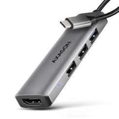 Концентратор AXAGON USB-C to 3xUSB-A + HDMI 0.15m gray Фото