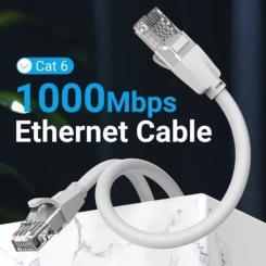 Патч-корд Vention 3м, UTP cat 6 RJ-45 gray Фото 1