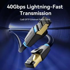 Патч-корд Vention 1.5м, S/FTP cat 8 RJ-45 black Фото 1