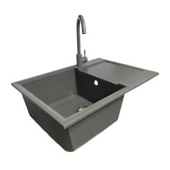 Мойка кухонная Adamant Horizon Medium сірий + змішувач Фото