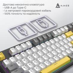 Клавиатура Ajazz AK870 V2 Flying Fish Switch USB UA Black/Grey/Yell Фото 6