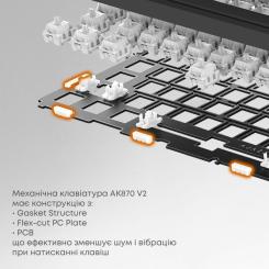 Клавиатура Ajazz AK870 V2 Flying Fish Switch USB UA Black/Grey/Yell Фото 8