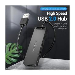 Концентратор Vention USB 2.0 to 4xUSB 2.0 black Фото 2