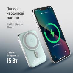 Батарея универсальная ColorWay 10 000 mAh PD/22.5W, 15W MagSafe & Watch Wireless Фото 8