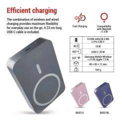 Батарея универсальная EMOS 10000mAh WI1046, 20W, Wireless, grey Фото 9