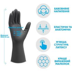Перчатки хозяйственные Добра Господарочка Black&White Латексні Розмір М Фото 2