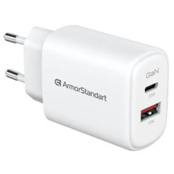 Зарядное устройство Armorstandart 1xUSB-C + 1xUSB 20W GaN white Фото 2