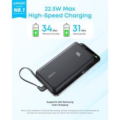 Батарея универсальная Anker 20000mAh 22.5W Built-In USB-C Cable White Фото 1