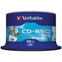 Диск CD Verbatim 700Mb 52x Cake box Wide Inkjet Printable 50шт Фото 1