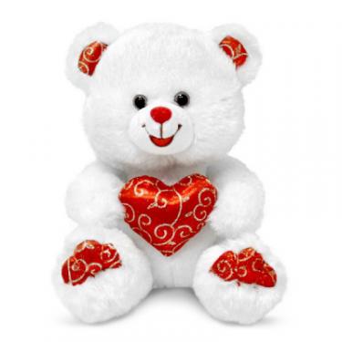 Мягкая игрушка Lava Медведь белый блестящий с сердцем 20 см Фото