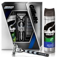 Набор для бритья Gillette Бритва Mach 3 Turbo+ Гель Mach 3 Close and Smooth Фото