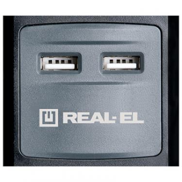 Сетевой удлинитель REAL-EL RS-5 USB CHARGE 1.8m, black Фото 1