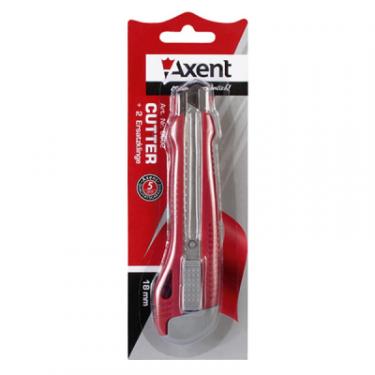 Нож канцелярский Axent 18 мм, metal runners, blister, gray-red Фото 1
