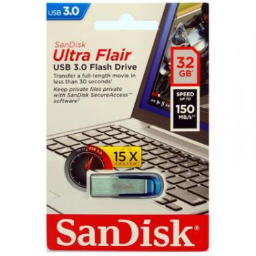 USB флеш накопитель SanDisk 32GB Ultra Flair Blue USB 3.0 Фото 5