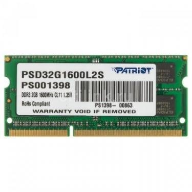 Модуль памяти для ноутбука Patriot SoDIMM DDR3L 2GB 1600 MHz Фото