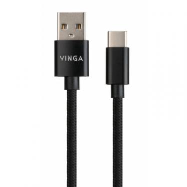 Дата кабель Vinga USB 2.0 AM to Type-C 1m nylon black Фото 1