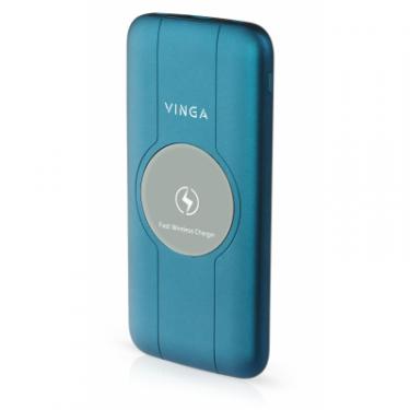 Батарея универсальная Vinga 10000 mAh Wireless QC3.0 PD soft touch blue Фото