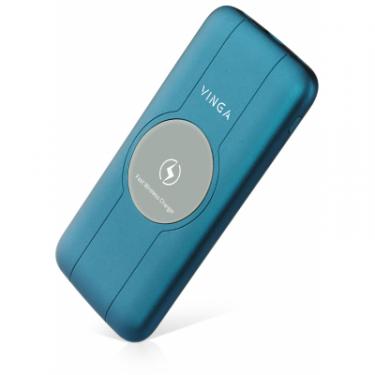 Батарея универсальная Vinga 10000 mAh Wireless QC3.0 PD soft touch blue Фото 2