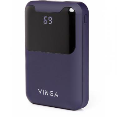 Батарея универсальная Vinga 10000 mAh Display soft touch purple Фото