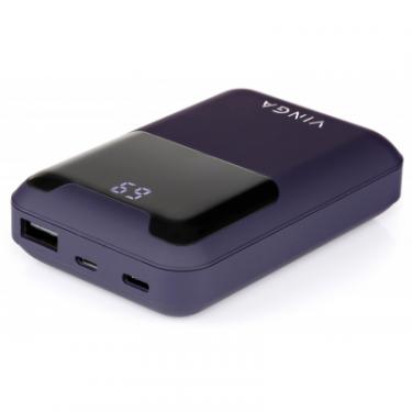 Батарея универсальная Vinga 10000 mAh Display soft touch purple Фото 1