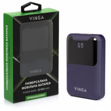 Батарея универсальная Vinga 10000 mAh Display soft touch purple Фото 3
