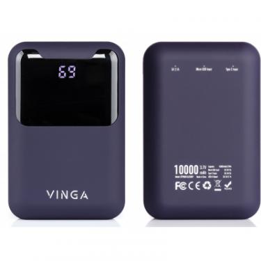 Батарея универсальная Vinga 10000 mAh Display soft touch purple Фото 5