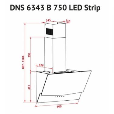 Вытяжка кухонная Perfelli DNS 6343 B 750 IV LED Strip Фото 7