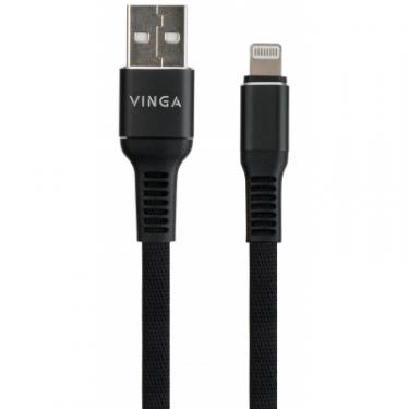 Дата кабель Vinga USB 2.0 AM to Lightning 1.0m flat nylon black Фото 1