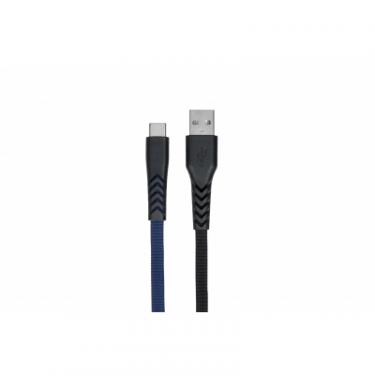 Дата кабель 2E USB 2.0 AM to Type-C 1.0m Flat fabric urban, black Фото