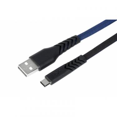 Дата кабель 2E USB 2.0 AM to Type-C 1.0m Flat fabric urban, black Фото 1