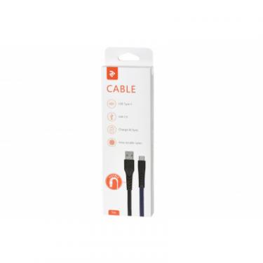 Дата кабель 2E USB 2.0 AM to Type-C 1.0m Flat fabric urban, black Фото 3