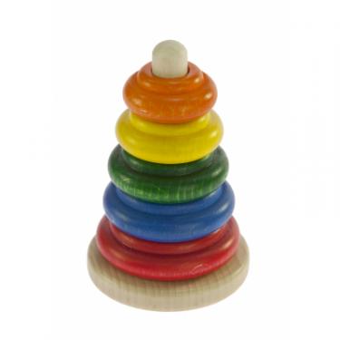 Развивающая игрушка Nic Пирамидка деревянная классическая разноцветная Фото