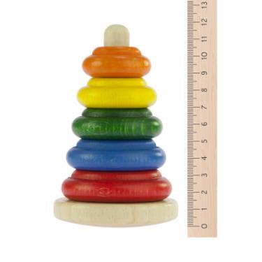 Развивающая игрушка Nic Пирамидка деревянная классическая разноцветная Фото 1