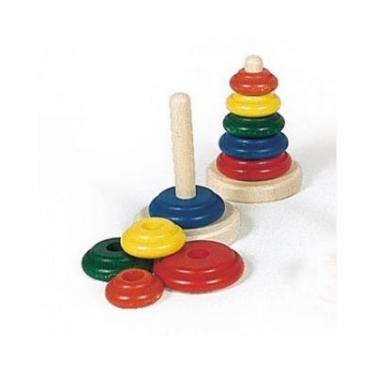 Развивающая игрушка Nic Пирамидка деревянная классическая разноцветная Фото 6