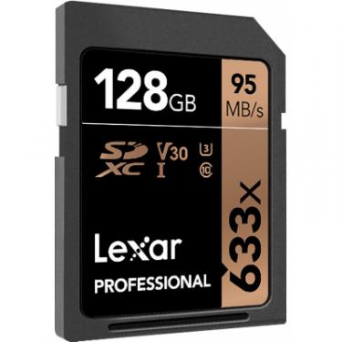 Карта памяти Lexar 128GB SDXC class 10 UHS-I U3 V30 633x Professional Фото 1
