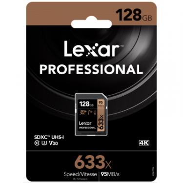Карта памяти Lexar 128GB SDXC class 10 UHS-I U3 V30 633x Professional Фото 4