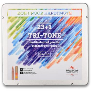Карандаши цветные Koh-i-Noor Tri-Tone 23 цветов + 1 карандаш-блендер в металлич Фото