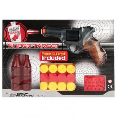 Игрушечное оружие Edison Giоcatolli пистолет с пульками Supertarget 19см 6-зарядный с Фото