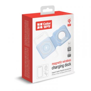 Зарядное устройство ColorWay MagSafe Duo Charger 15W for iPhone (Blue) Фото 2