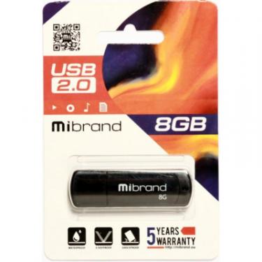 USB флеш накопитель Mibrand 8GB Grizzly Black USB 2.0 Фото 1