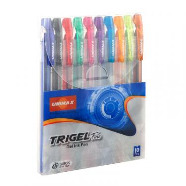 Ручка гелевая Unimax набор Trigel-3 ассорти цветов 0.5 мм, 10 цветов ко Фото 3