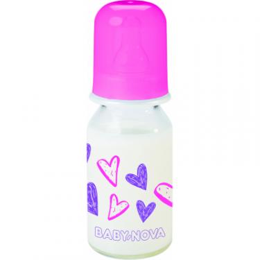 Бутылочка для кормления Baby-Nova Декор скляна 125 мл Рожева Фото